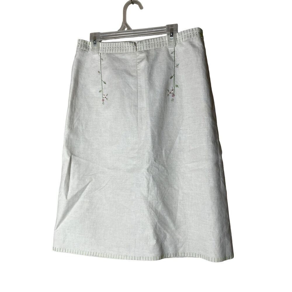 BCBG‎ Max Azria Vintage Linen Blend Embroidered Floral Skirt Size 4 - Picture 7 of 11